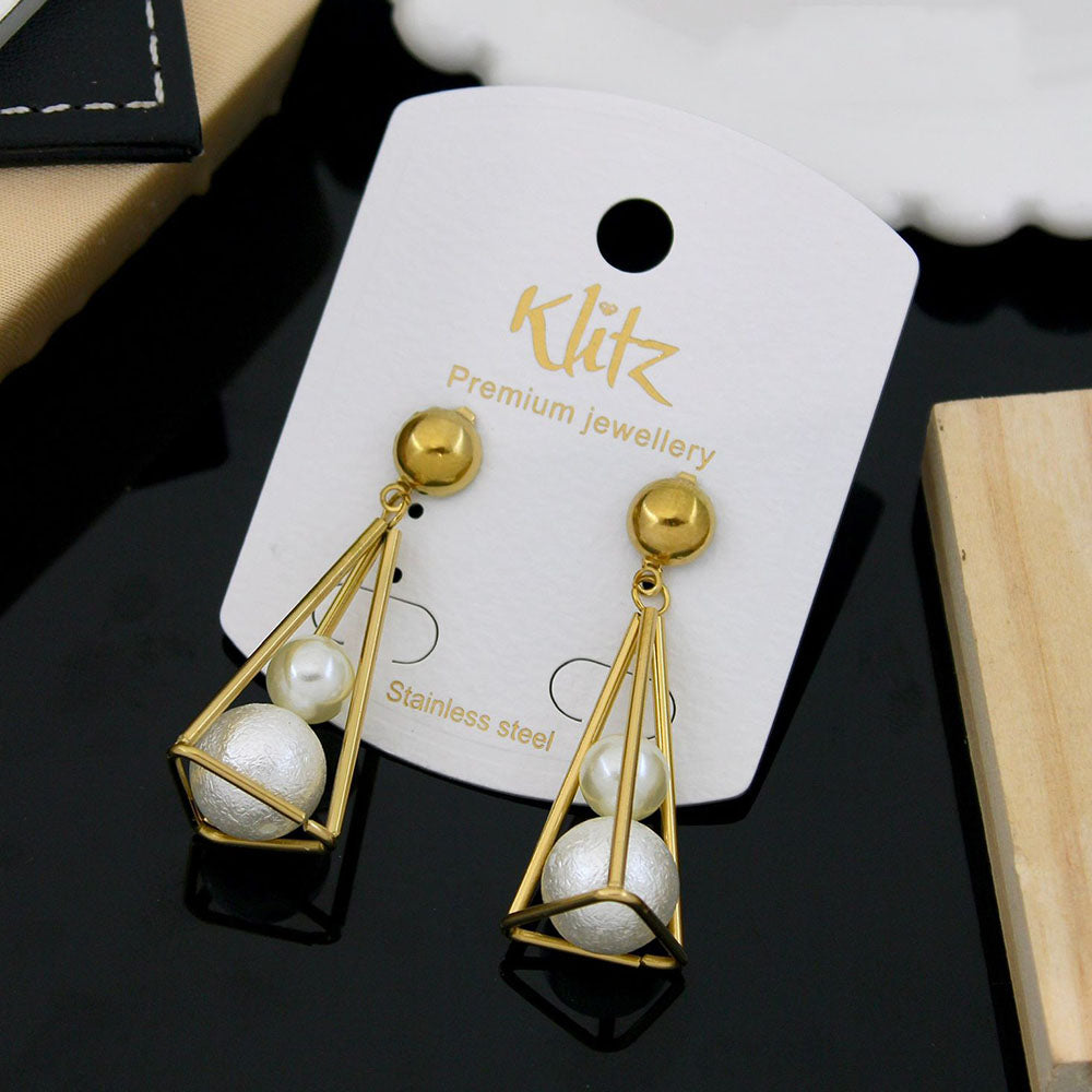 Klitz Stylish Stainless Steel Beads Dangler Earrings