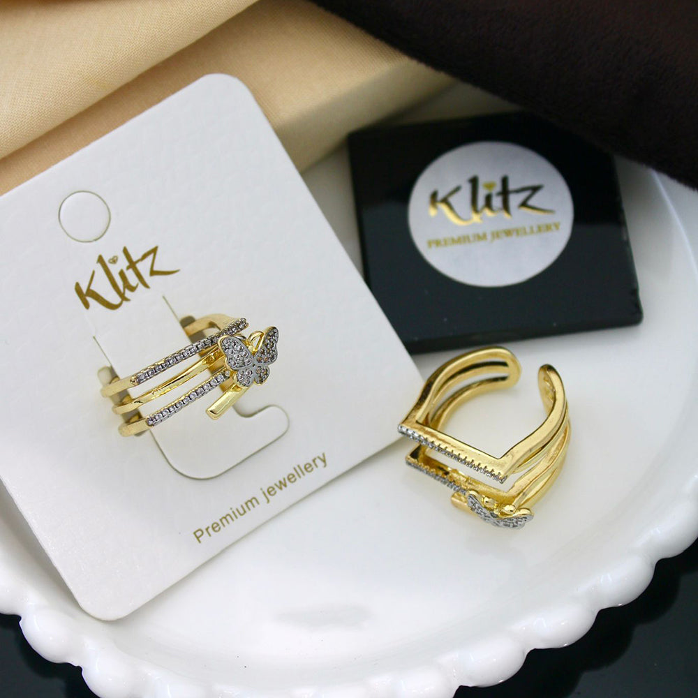 Klitz Sparkling Austrian Stone Butterfly Cocktail Ring