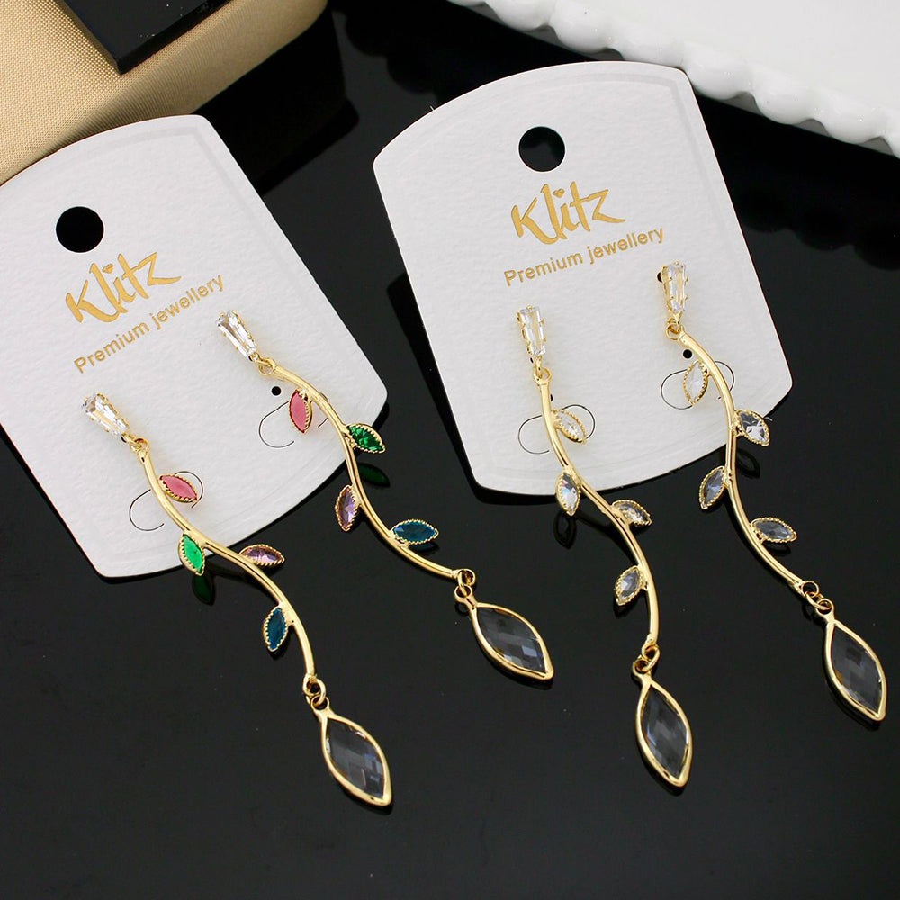 Klitz Shimmering Crystal Stone Stylish Dangler Earrings