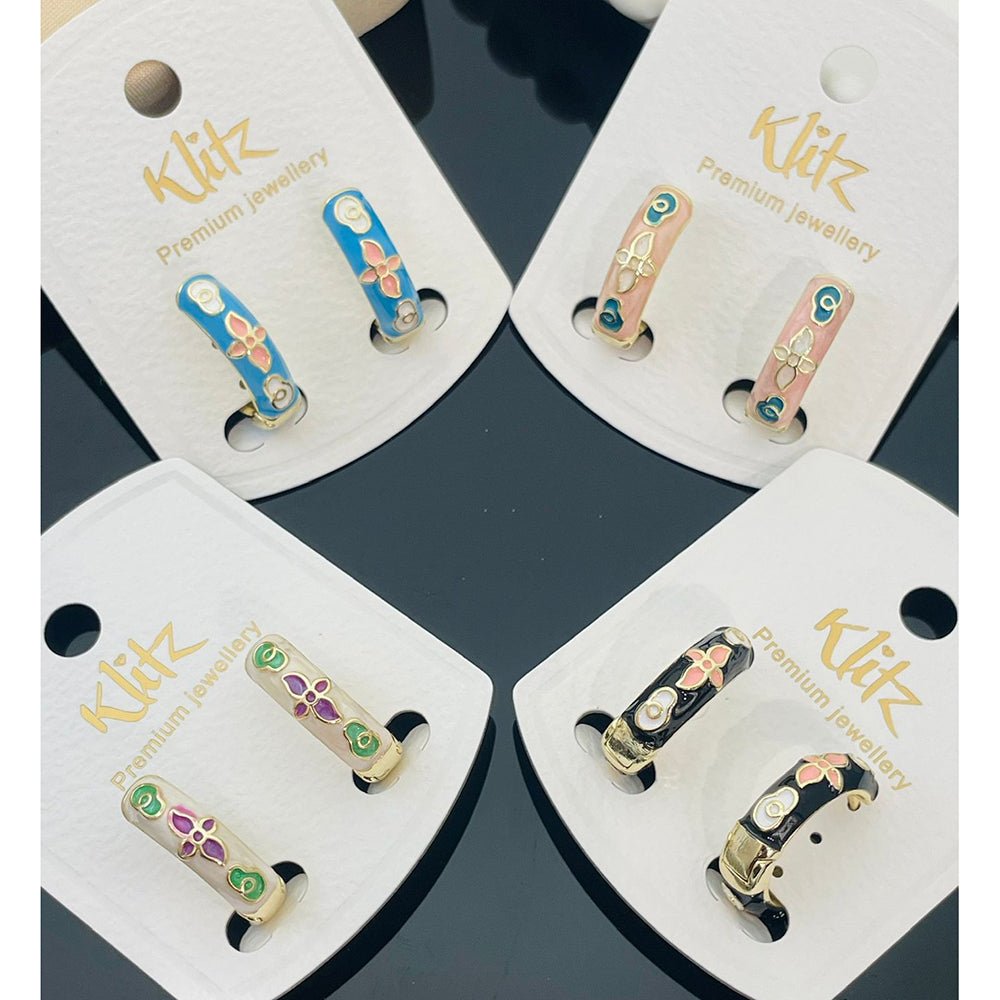 Klitz Colorful Meenakari Enamel Stud Earrings