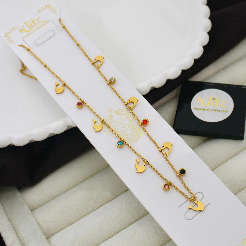 Klitz Classic Premium Jewellery Austrian Stone Star Shape Chain Necklace