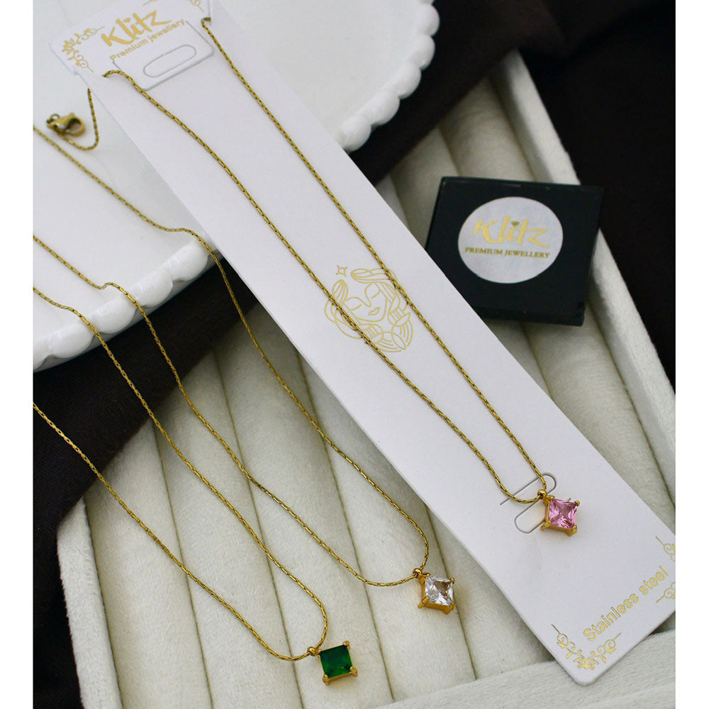 Klitz Classic Crystal Stone Chain Necklace