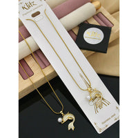 Klitz Premium Jewellery Designer Dolphin Austrian Stone And Pearl Pack of 12 Chain Pendant