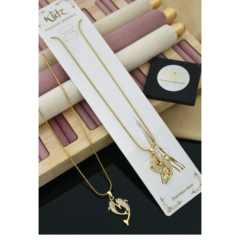 Klitz Premium Jewellery Designer Dolphin Austrian Stone Pack of 12 Chain Pendant