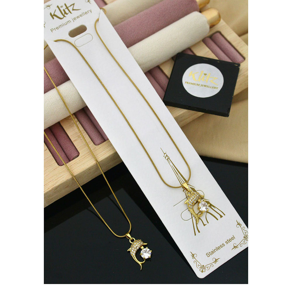 Klitz Premium Jewellery Designer Dolphin Austrian Stone Pack of 12 Chain Pendant