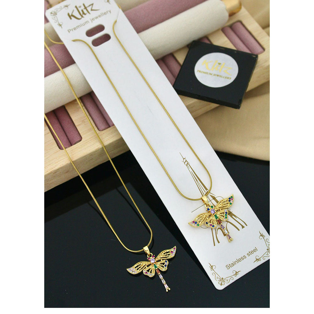 Klitz Premium Jewellery Butterfly Motif Austrian Stone Pack of 12 Chain Pendant