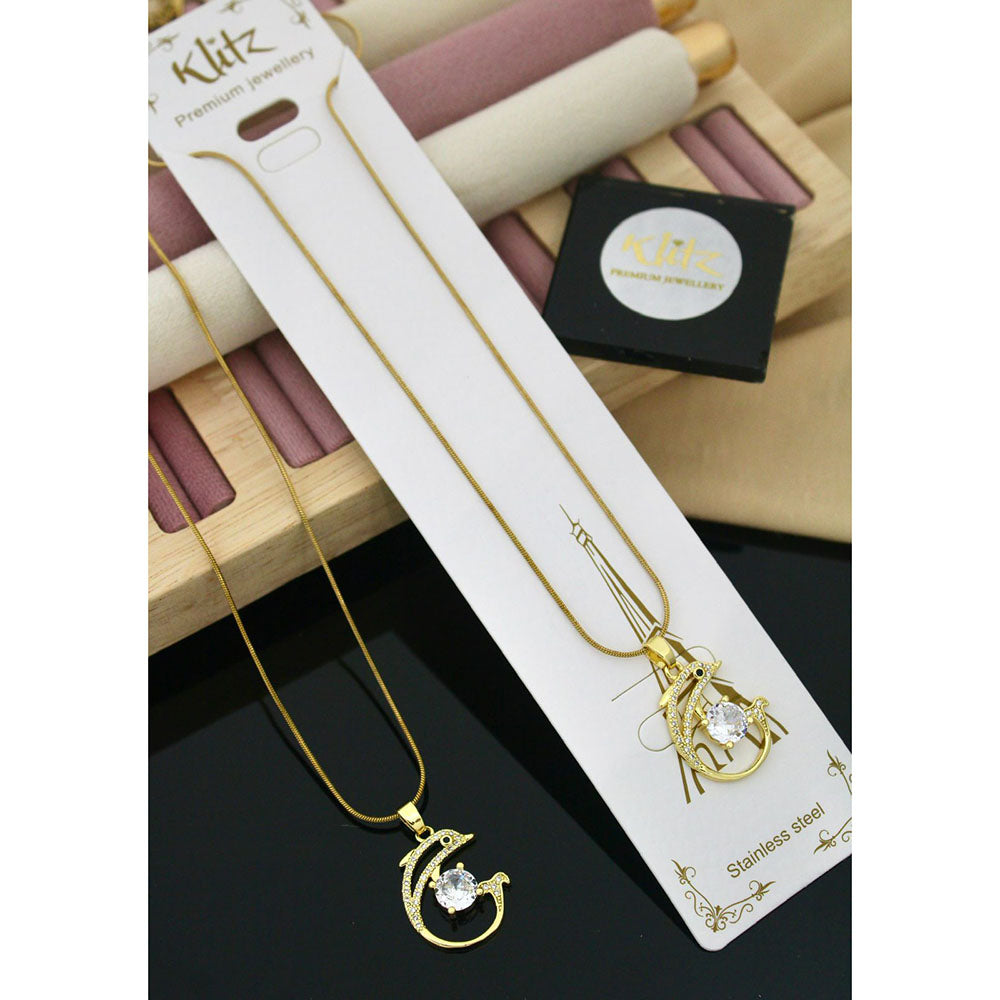 Klitz Premium Jewellery Designer Dolphin Austrian Stone Pack of 12 Chain Pendant