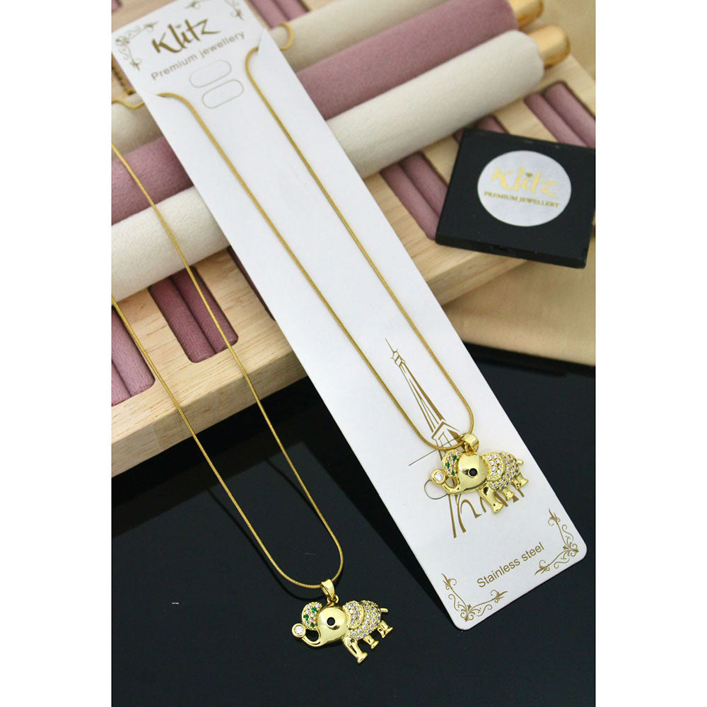 Klitz Premium Jewellery Austrian Stone Elephant Design Pack of 12 Chain Pendant