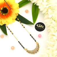 Klitz Sparkling Austrian Stone And Graceful Black Beads Mangalsutra 