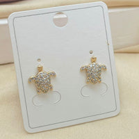 Klitz Trendy Turtle Design Austrian Stone Stud Earrings