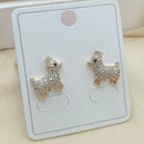 Klitz Cute Doggie Design Austrian Stone Stainless Steel Stud Earrings