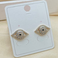 Klitz Stylish Evil Eye Symbol Austrian Stone Stainless Steel Stud Earrings