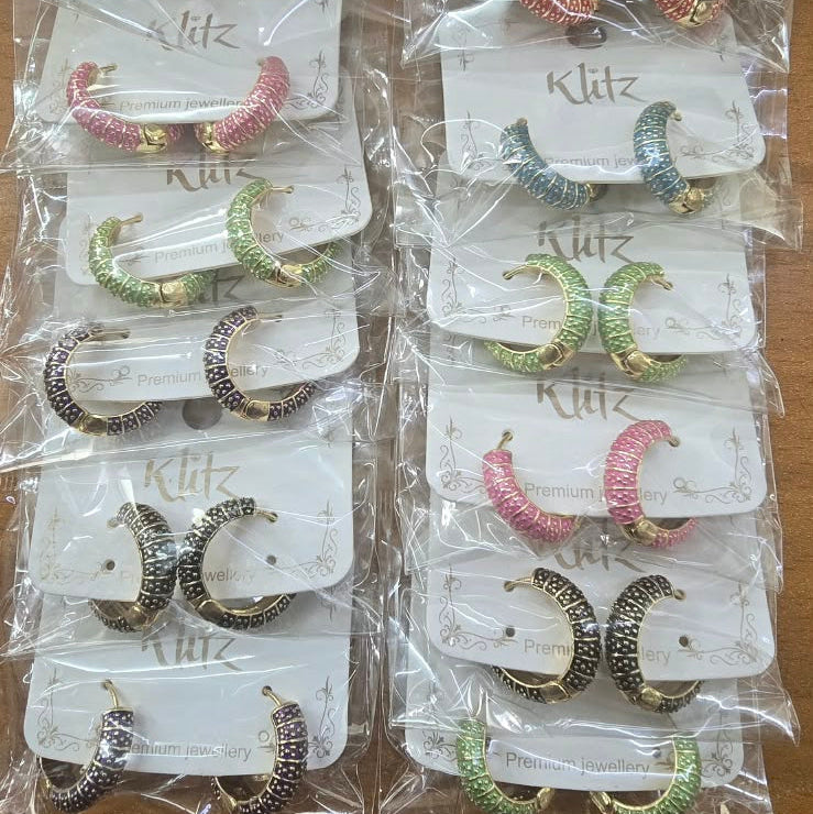 Urthn Traditional Multicolor Meenakari Hoop Dangler Earrings (Assorted Color) (Pack of 12)