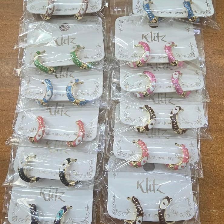 Urthn Traditional Multicolor Meenakari Hoop Dangler Earrings (Assorted Color) (Pack of 12)