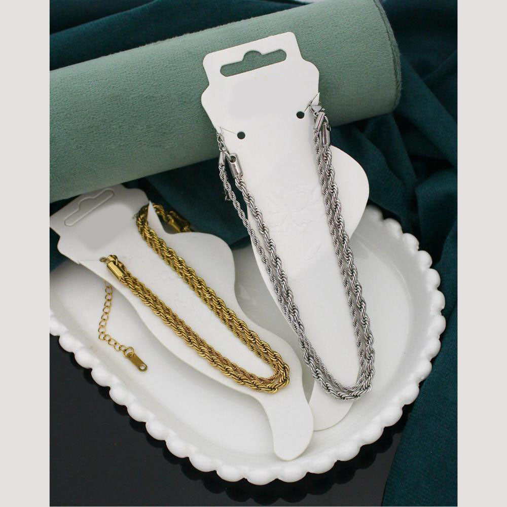 Klitz  Stylish Stainless Steel Layered Anklet / Payal  (Pack of 12)