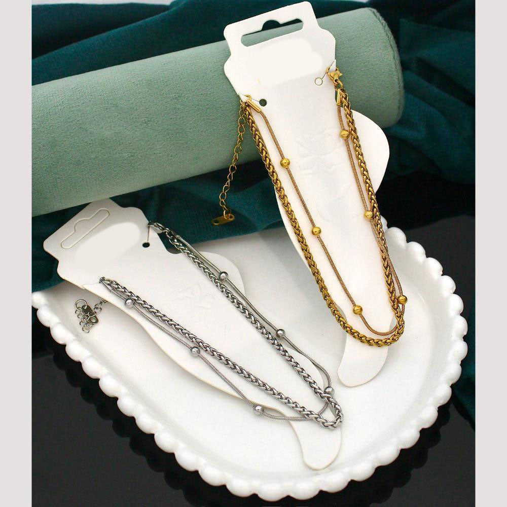 Klitz  Stylish Stainless Steel Layered Anklet / Payal  (Pack of 12)