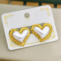 Klitz Designer Heart Shape Studs Earrings  (Pack of 12)