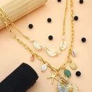 Klitz Designer Stainless Steel Beach Inspired Shell And Starfish Charm Necklace(Pack of 12)