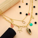 Klitz Designer Stainless Steel Beach Inspired Shell And Starfish Charm Necklace(Pack of 12)