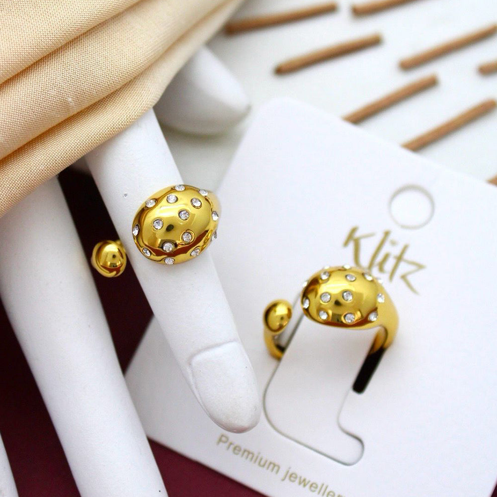 Klitz Sparkling Austrian Stone Cocktail Ring 