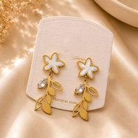 Klitz Elegant Flower Design Crystal Stone Dangler Earrings for Women (Pack of 12)
