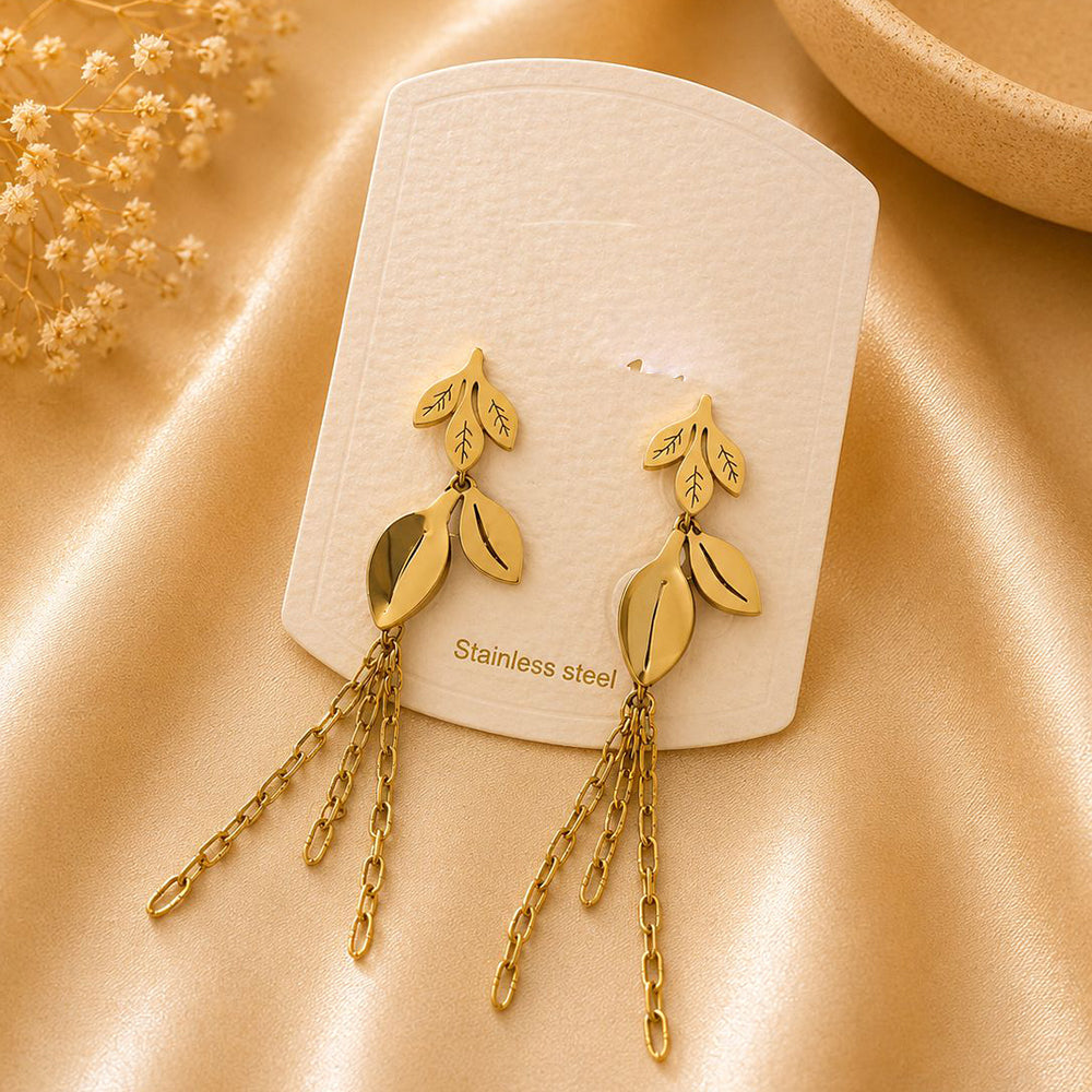 Klitz Elegant Leaf Design  Dangler Earrings for Women (Pack of 12)