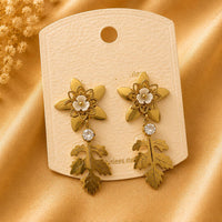 Klitz Elegant  Flower Design And Austrian Stone Dangler Earrings for Women (Pack of 12)