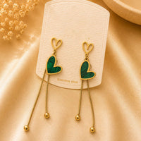 Klitz Elegant  Heart  Shape Dangler Earrings for Women (Pack of 12)