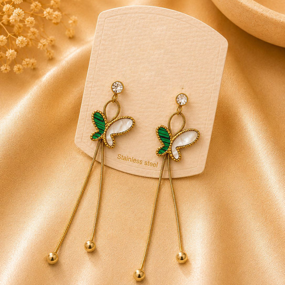 Klitz Elegant  Butterfly  Design Austrian  Stone  Dangler Earrings for Women (Pack of 12)