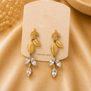 Klitz Elegant Leaf Design Crystal Stone Dangler Earrings for Women (Pack of 12)