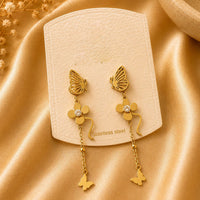 Klitz Elegant  Butterfly  And Flower Design Austrian  Stone  Dangler Earrings for Women (Pack of 12)