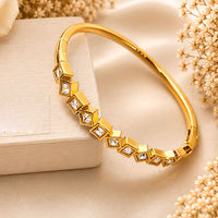 Klitz Pack Of 12 Gold Plated  Austrian Stone Openable Kada