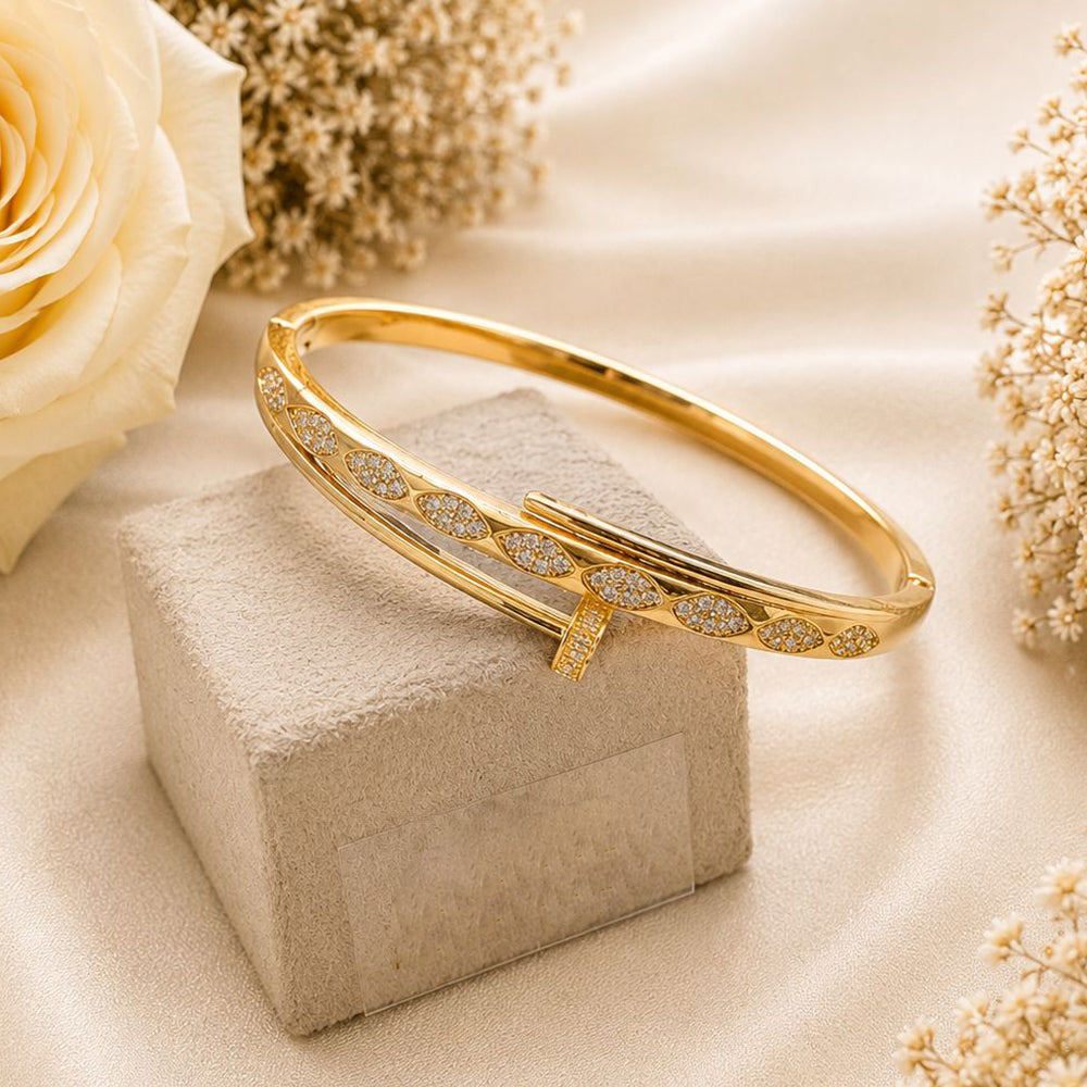 Klitz Pack Of 12 Gold Plated Austrian Stone Openable Kada