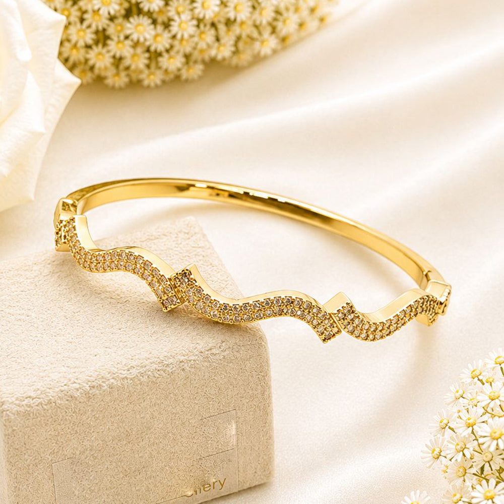 Klitz Pack Of 12 Gold Plated Austrian Stone Openable Kada