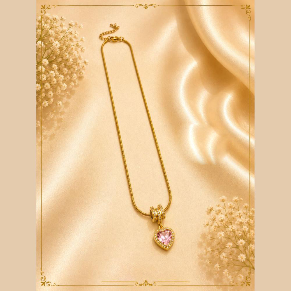 Klitz Fancy Stainless Steel Crystal Stone Heart Shape Necklace Set (Pack of 12)