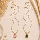 Klitz Fancy Stainless Steel Crystal Stone Necklace Set (Pack of 12)