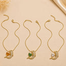 Klitz Fancy Stainless Steel Crystal Stone Dolphin Shape Necklace Set (Pack of 12)
