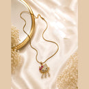 Klitz Fancy Stainless Steel Austrian Stone Cute Kitty  Necklace Set (Pack of 12)