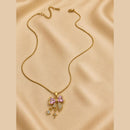Klitz Fancy Stainless Steel Crystal Stone Bow Shape Necklace Set (Pack of 12)