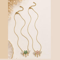 Klitz Fancy Stainless Steel Crystal Stone Designer Necklace Set (Pack of 12)