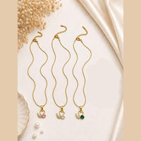 Klitz Fancy Stainless Steel Crystal Stone Designer Necklace Set (Pack of 12)