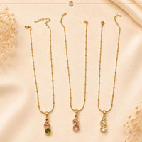 Klitz Fancy Stainless Steel Crystal Stone Designer Necklace Set (Pack of 12)