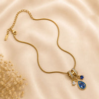 Klitz Fancy Stainless Steel Crystal Stone Designer Necklace Set (Pack of 12)