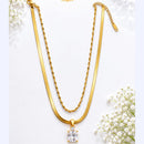 Klitz Premium Stainless Steel Herringbone And Beaded Chain Necklace 
