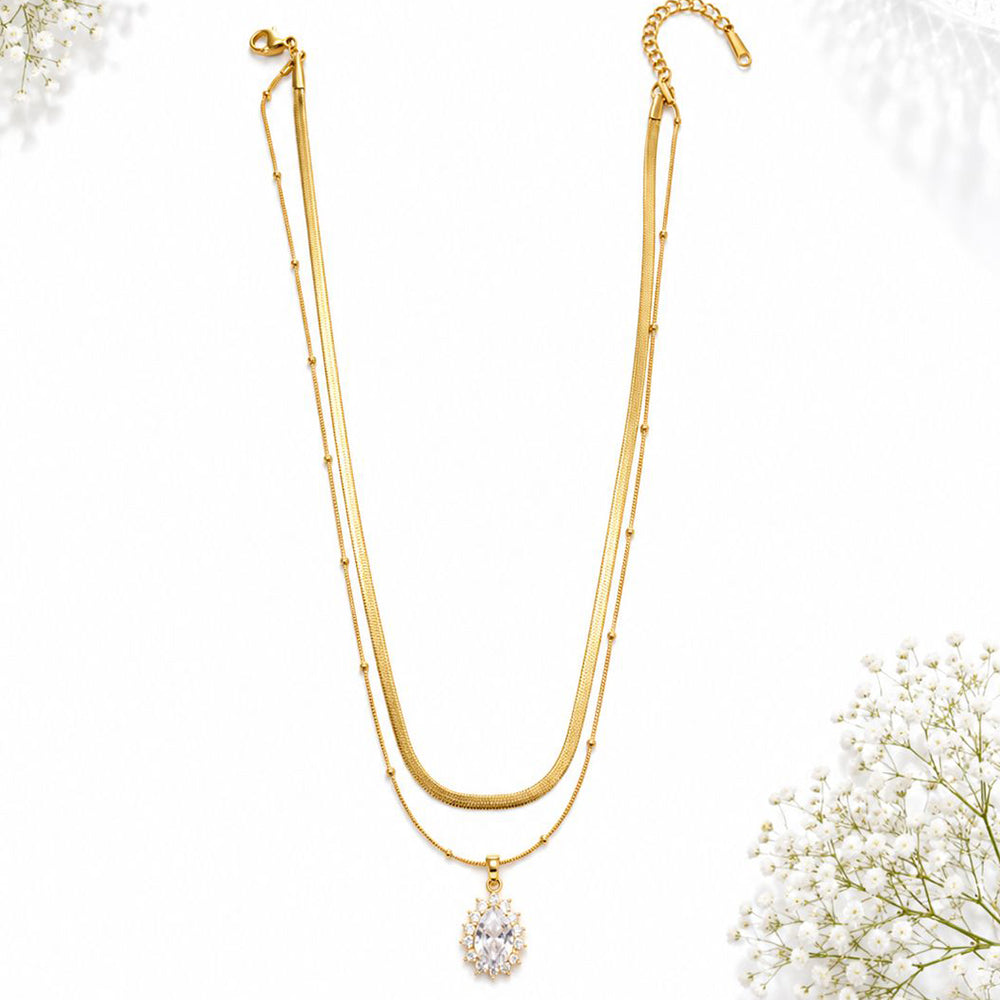 Klitz Premium Stainless Steel Herringbone And Beaded Chain Necklace 