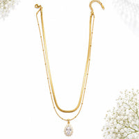 Klitz Premium Stainless Steel Herringbone And Beaded Chain Necklace 