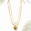 Klitz Premium Stainless Steel Herringbone Heart Shape Austrian Chain Necklace 