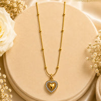 Klitz Premium Stainless Steel Heart Shape Austrian Chain Necklace 