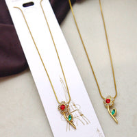 Klitz Stunning Gold Plated Stainless Steel Austrian Stone Chain Pendant