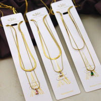 Klitz Premium Stainless Steel Crystal Stone Chain Necklace 